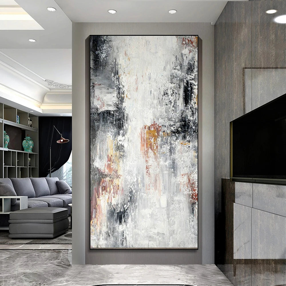 Abstract painting in a modern living room setting