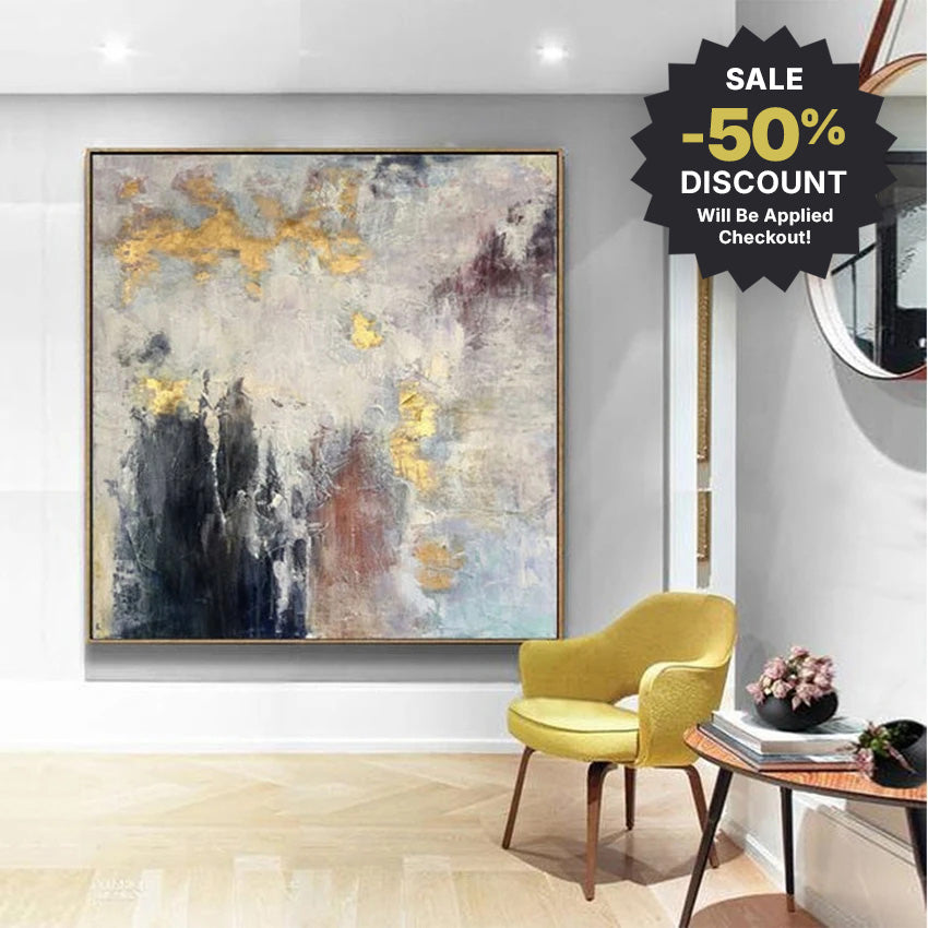 Big Sizes * Hand Painted * Contemporary Abstract Square Format Textured Brush Oil Painting Modern Statement Art Piece For Living Room Dining Foyer Art Decor