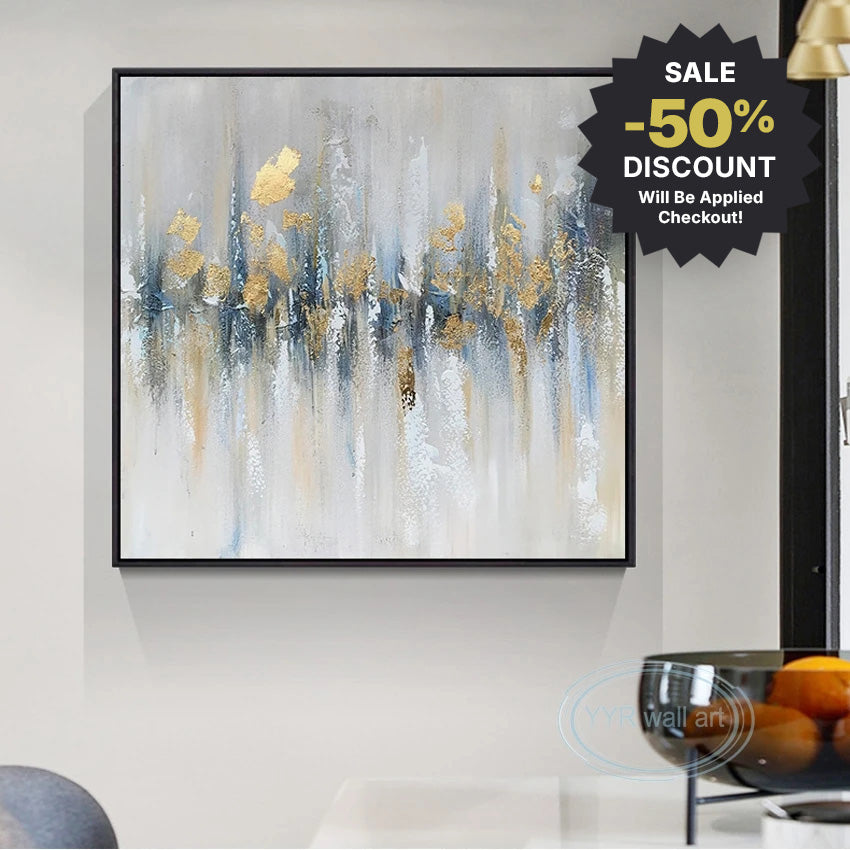 Big Sizes * Hand Painted * Contemporary Abstract Square Format Textured Brush Oil Painting Modern Statement Art Piece For Living Room Dining Foyer Art Decor