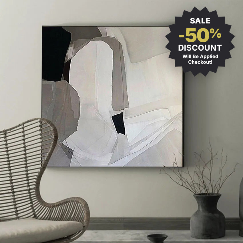 Big Sizes * Hand Painted * Contemporary Abstract Square Format Textured Brush Oil Painting Modern Statement Art Piece For Living Room Dining Foyer Art Decor