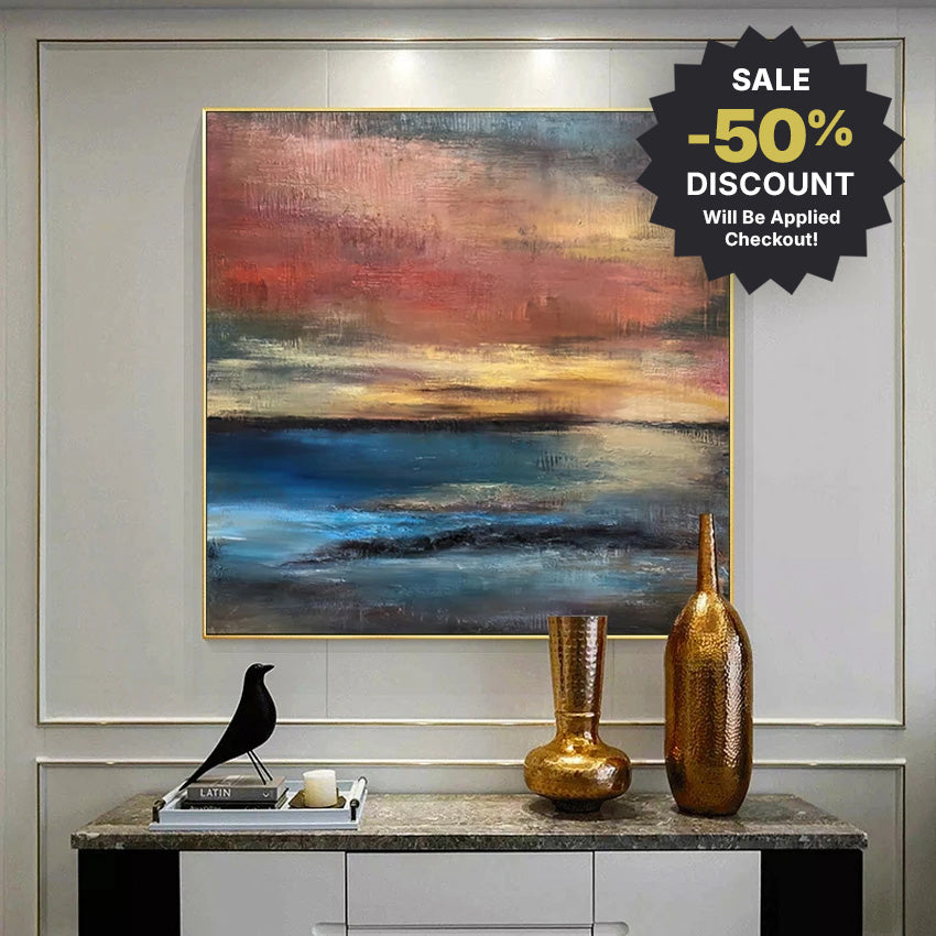 Big Sizes * Hand Painted * Contemporary Abstract Square Format Textured Brush Oil Painting Modern Statement Art Piece For Living Room Dining Foyer Art Decor