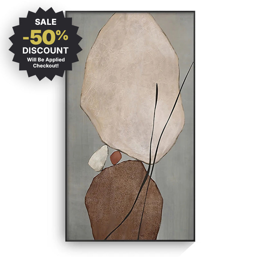 Big Sizes * Hand Painted * Contemporary Scandinavian Abstract Zen Stone Wall Art Painting Modern Statement Art Piece For Living Room Dining Foyer Art Decor