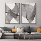 Abstract Grey Flowing Contours Modern Aesthetics Wall Art Fine Art Canvas Prints For Modern Apartment Living Room Home Office Decor
