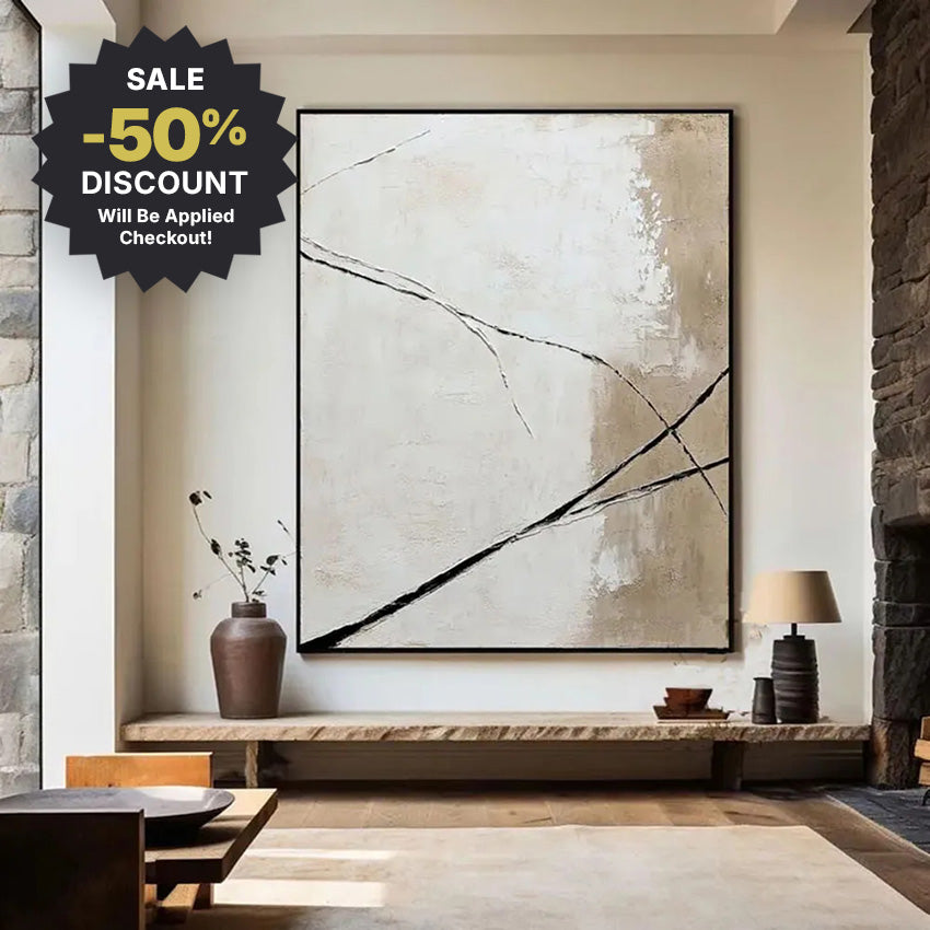 Big Sizes * Hand Painted * Minimalist White Beige Abstract Wall Art Textured Oil Painting For Living Room Bedroom Foyer Art For Contemporary Interiors