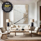 Big Sizes * Hand Painted * Minimalist White Beige Abstract Wall Art Textured Oil Painting For Living Room Bedroom Foyer Art For Contemporary Interiors