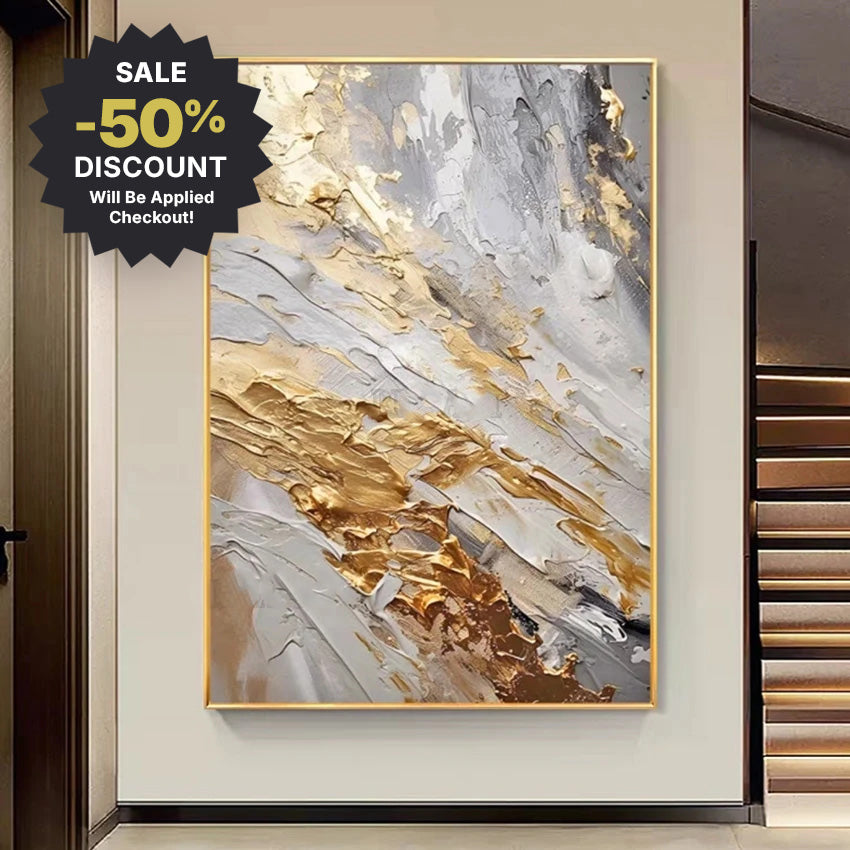 Large Format * Hand Painted * Neutral Tones Contemporary Abstract Textured Brush Oil Painting Modern Art Piece For Foyer Entryway Living Room Dining Art Decor