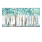 Painting of a forest with trees and blue sky