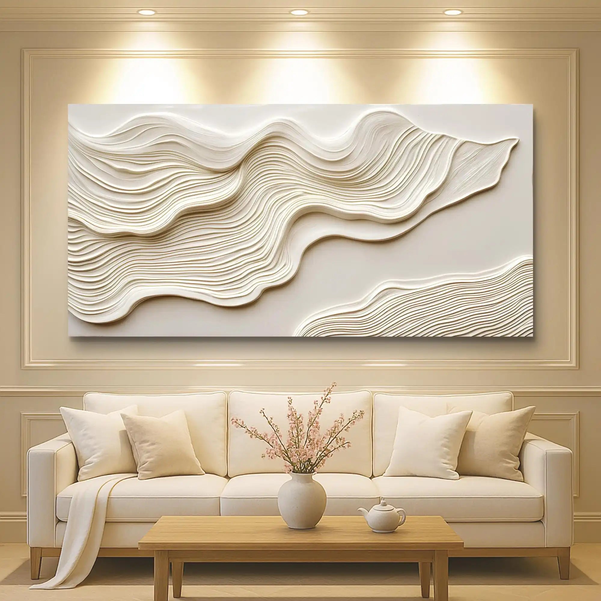 Big Sizes Minimalist Abstract Flowing Coastal Wall Art Fine Art Canvas Print Picture For Modern Apartment Living Room Bedroom Art Decor