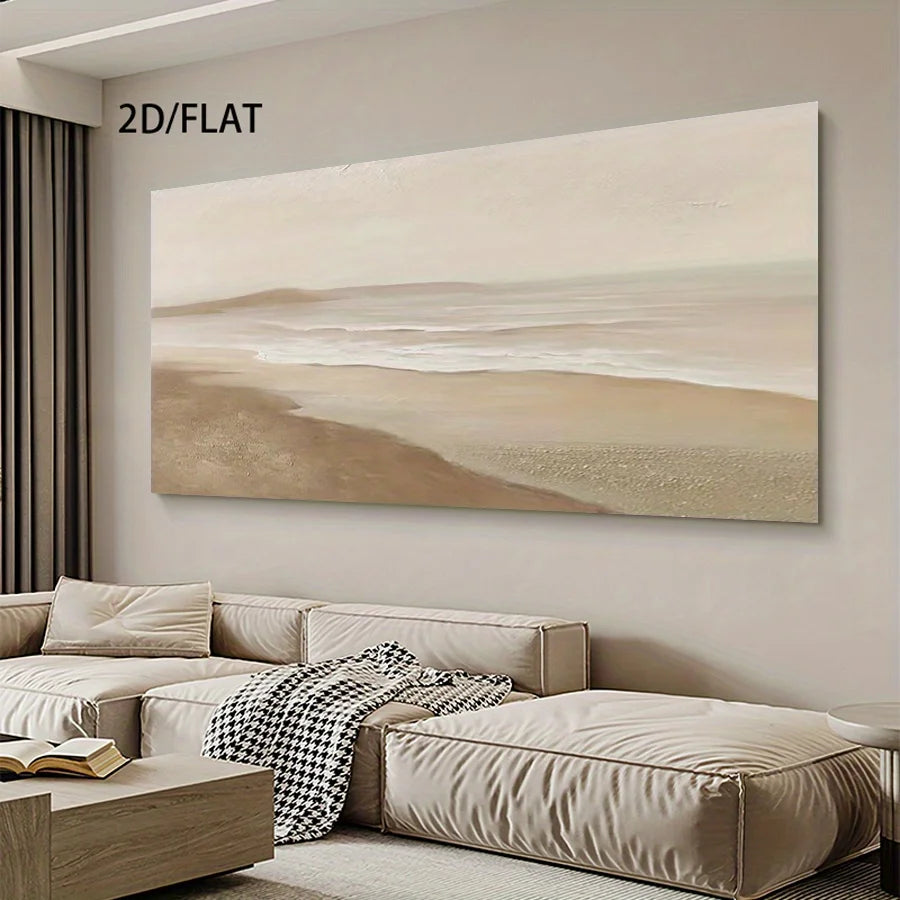 Big Sizes Minimalist Sandy Beach Seascape Minimalist Coastal Wall Art Fine Art Canvas Print Modern Landscape Picture For Above The Sofa