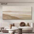 Beige abstract painting on a wall above a beige sofa in a living room.