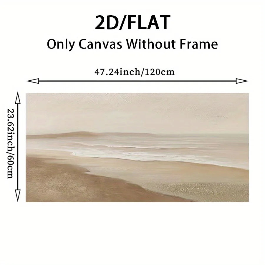 Big Sizes Minimalist Sandy Beach Seascape Minimalist Coastal Wall Art Fine Art Canvas Print Modern Landscape Picture For Above The Sofa