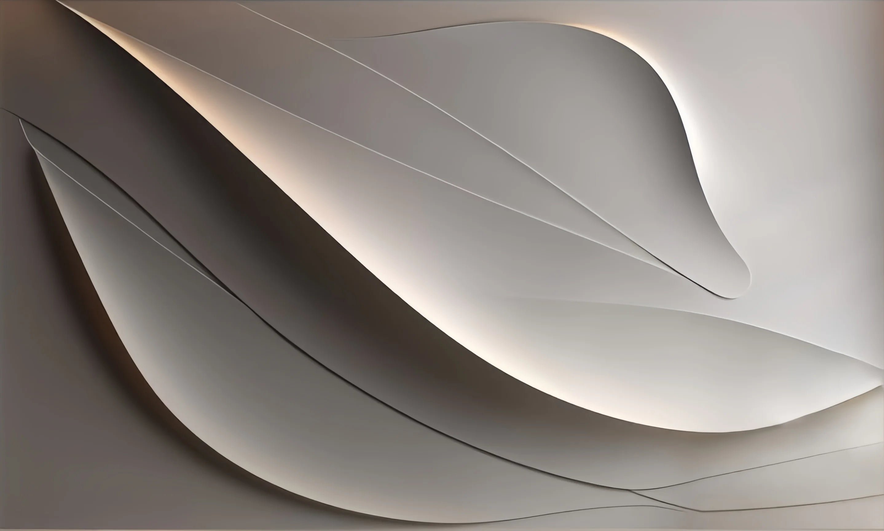 Abstract design of curved white panels on a light gray background