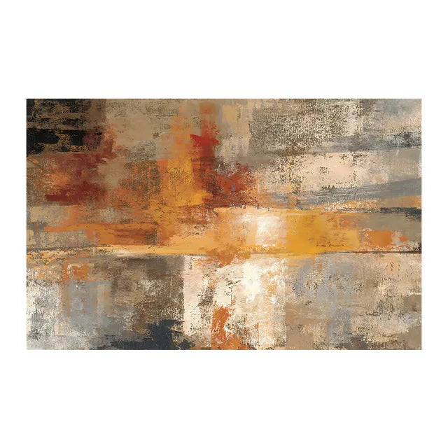 Big Sizes Neutral Tones Rustic Grey Orange Abstract Wall Art Fine Art Canvas Print Picture For Modern Living Room Decor