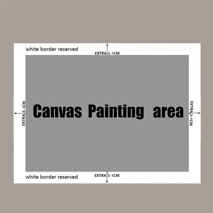Canvas painting area with white border reserved text on a gray background