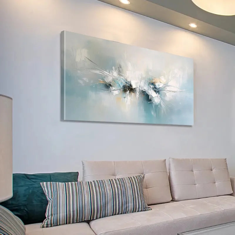 Big Sizes Soft Blue Hues Abstract Wall Art Fine Art Canvas Print Picture For Modern Bedroom Decor Contemporary Art For Above The Bed
