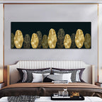 Big Sizes Wide Format Wall Art Fine Art Canvas Prints Golden Tropical Botanical Monstera Palm Leaves Pictures For Above The Bed Art For Above The Sofa