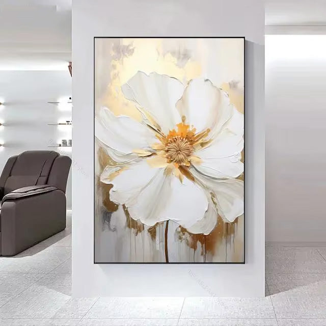Big White Floral Wall Art Fine Art Canvas Prints Modern Botany Pictures For Living Room Dining Room Entrance Hallway Wall Decoration