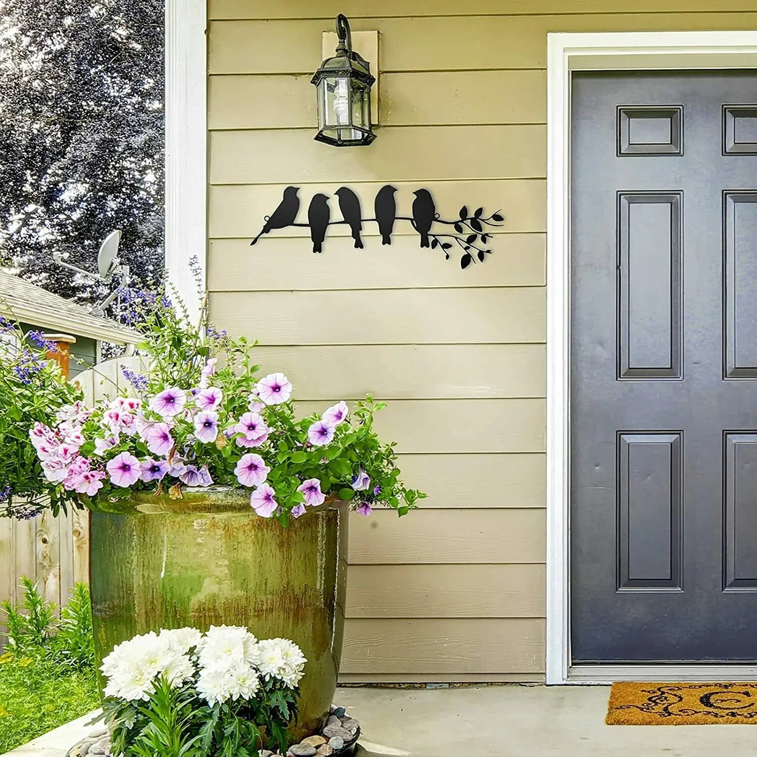 Birds Silhouette Metal Wall Art 3D Iron Crafted Birds On A Branch Wall Decoration For Living Room Conservatory Room Children's Play Room Porch Patio Art Decor