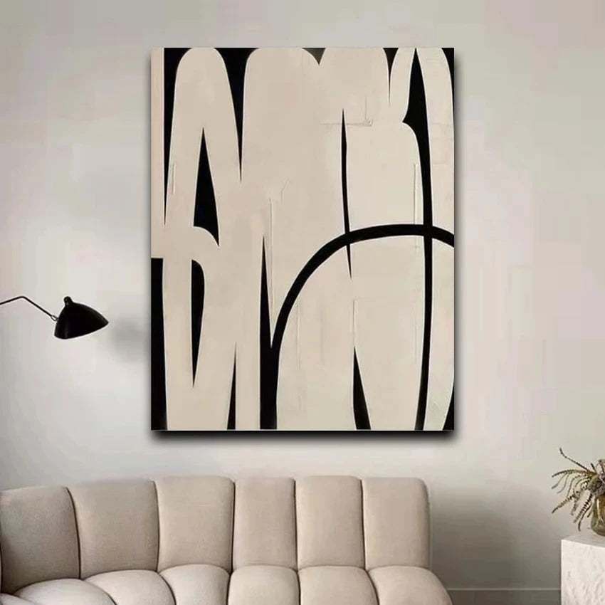Black Beige Abstract Minimalist Wall Art Fine Art Canvas Prints Pictures For Modern Apartment Living Room Bedroom Art For Contemporary Interiors