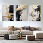 Modern living room with abstract art on the wall