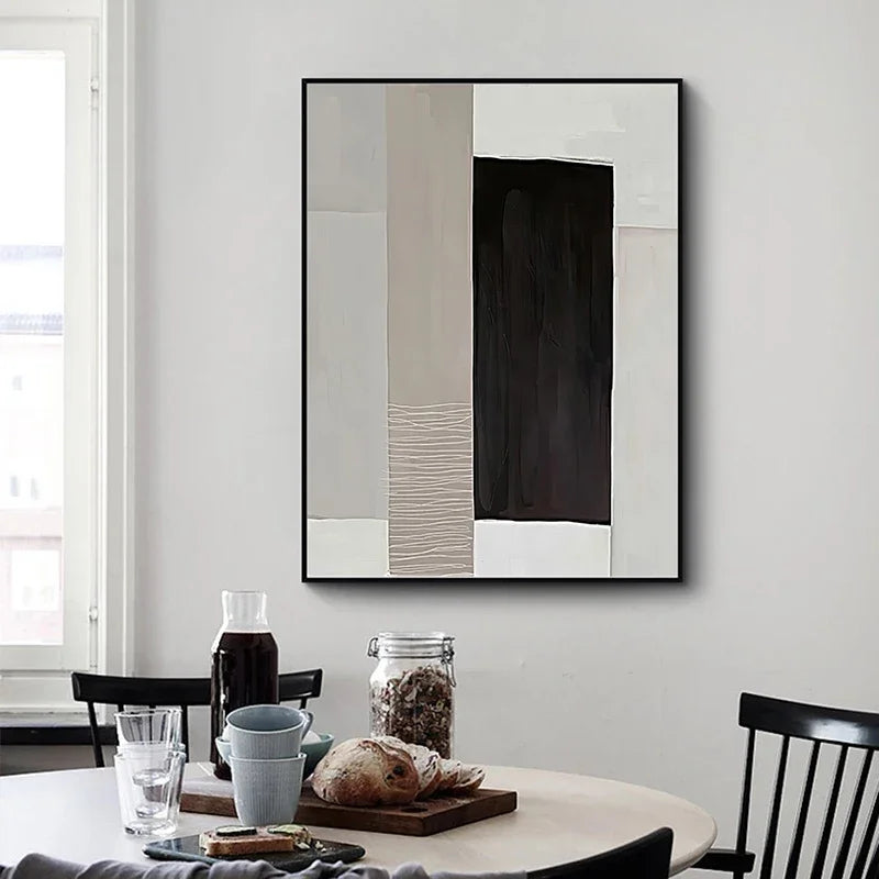 Black Beige Minimalist Abstract Wall Art Fine Art Canvas Prints Pictures For Living Room Bedroom Foyer Art For Contemporary Interiors