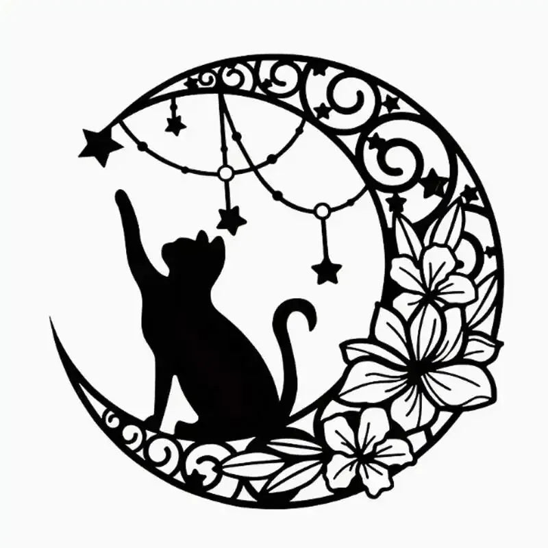 Black Cat In Moon Metal Wall Art 3D Iron Crafted Wall Decoration For Living Room Bedroom Easy Install Creative Nordic Home Home Decor