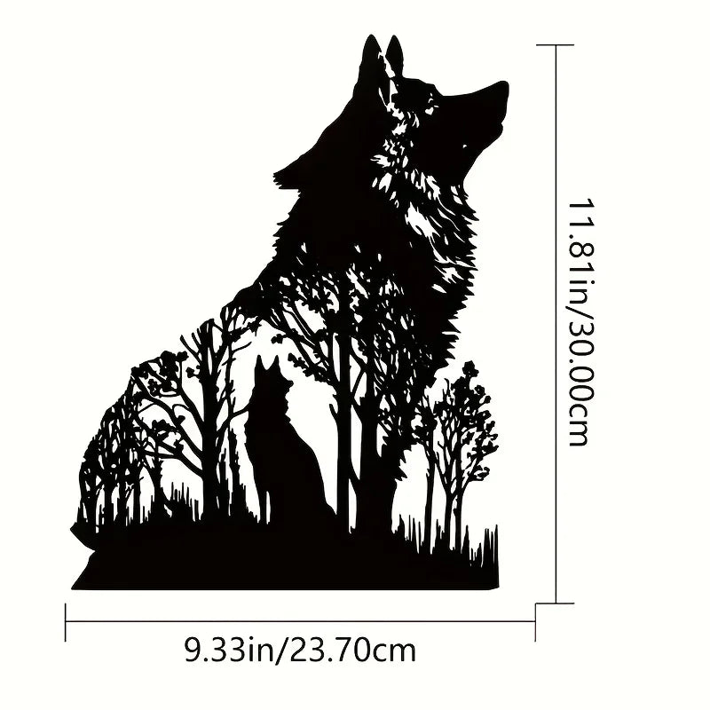 Black Dog Wolf In The Wild Silhouette Metal Wall Art 3d Iron Crafted Wall Decoration For Living Room Dining Room Nordic Home Decor