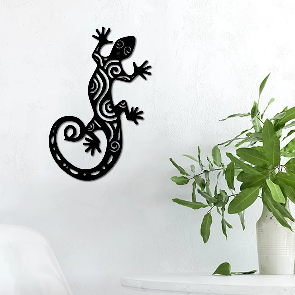 Black Gecko Lizard Silhouette Metal Wall Art 3d Iron Crafted Wall Decoration For Living Room Dining Room Creative Nordic Art Decor