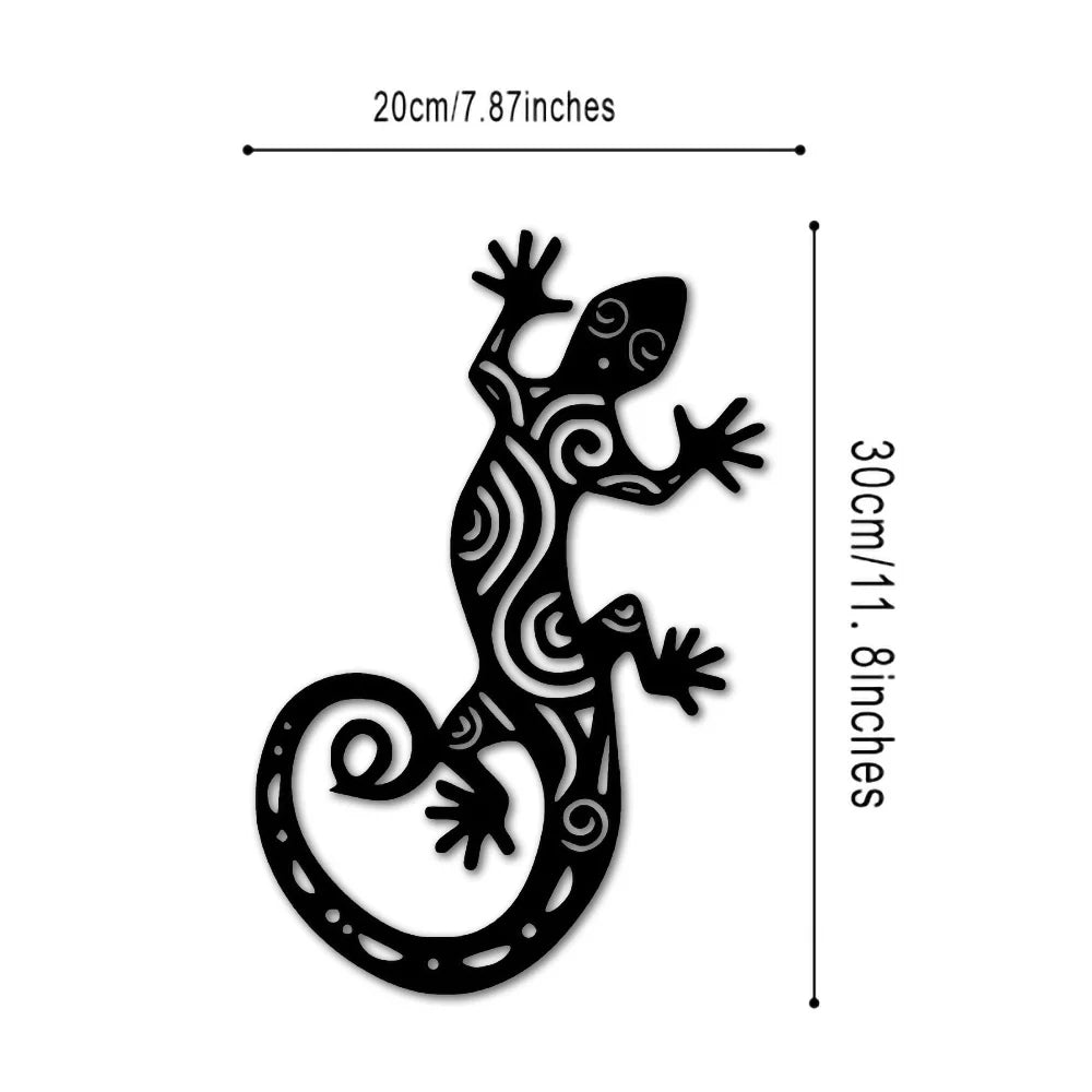Black Gecko Lizard Silhouette Metal Wall Art 3d Iron Crafted Wall Decoration For Living Room Dining Room Creative Nordic Art Decor