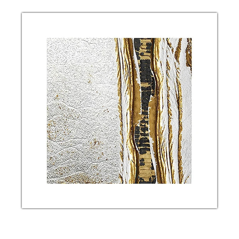 Black Golden Abstract Wall Art Square Format Fine Art Canvas Prints Retro Vintage Textural Designer Pictures For Modern Living Room Decor