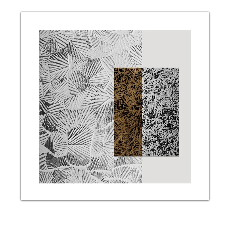 Black Golden Abstract Wall Art Square Format Fine Art Canvas Prints Retro Vintage Textural Designer Pictures For Modern Living Room Decor