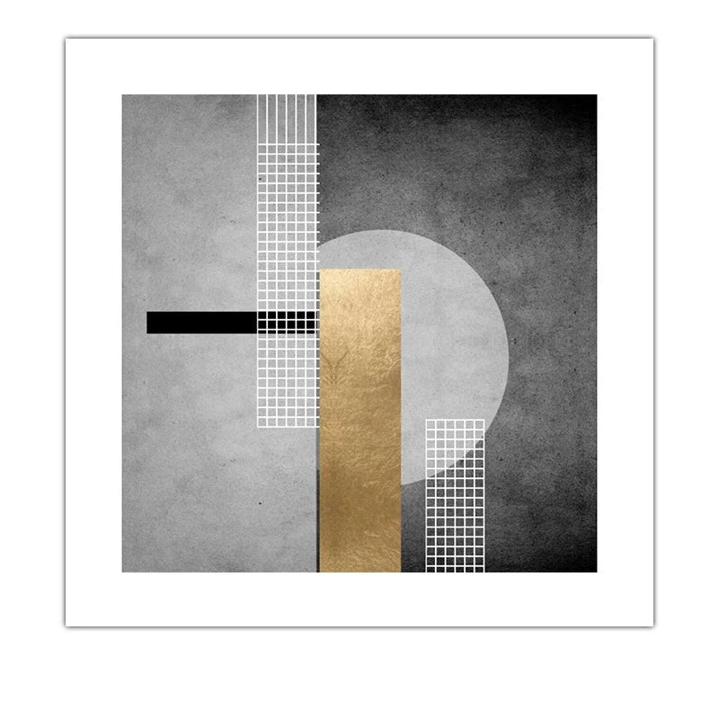 Black Golden Abstract Wall Art Square Format Fine Art Canvas Prints Retro Vintage Textural Designer Pictures For Modern Living Room Decor
