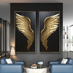 Black Golden Dream Angel Wings Wall Art Fine Art Canvas Prints Pictures For Modern Apartment Living Room Light Luxury Boutique Fashion House Art Decor