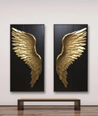 Black Golden Dream Angel Wings Wall Art Fine Art Canvas Prints Pictures For Modern Apartment Living Room Light Luxury Boutique Fashion House Art Decor