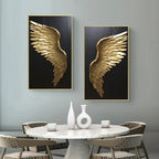 Black Golden Dream Angel Wings Wall Art Fine Art Canvas Prints Pictures For Modern Apartment Living Room Light Luxury Boutique Fashion House Art Decor 2025