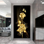 Black Golden Leaves Exotic Abstract Botanical Wall Art Fine Art Canvas Prints Pictures For Living Room Reception Foyer Art For Light Luxury Home Decor 2025
