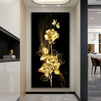 Black Golden Leaves Exotic Abstract Botanical Wall Art Fine Art Canvas Prints Pictures For Living Room Reception Foyer Art For Light Luxury Home Decor 2025