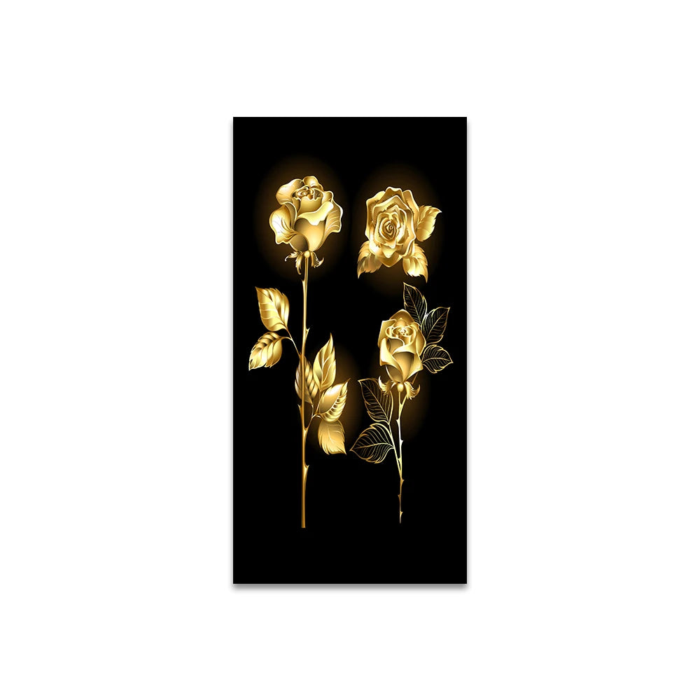Black Golden Leaves Exotic Abstract Botanical Wall Art Fine Art Canvas Prints Pictures For Living Room Reception Foyer Art For Light Luxury Home Decor 2025