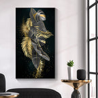 Black Golden Leaves Exotic Abstract Botanical Wall Art Fine Art Canvas Prints Pictures For Living Room Reception Foyer Art For Light Luxury Home Decor 2025