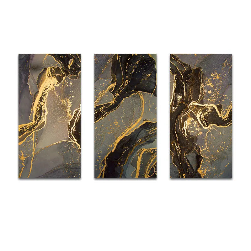 Black Golden Line Marble Print Wall Art Fine Art Canvas Prints Tall Vertical Rectangle Artwork Pictures For Living Room Light Luxury Home Decor