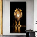 Black Golden Lion Poster Wall Art Fine Art Canvas Print Picture For Entrance Foyer Living Room Light Luxury Home Decor