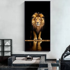 Black Golden Lion Poster Wall Art Fine Art Canvas Print Picture For Entrance Foyer Living Room Light Luxury Home Decor