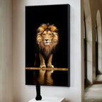 Black Golden Lion Poster Wall Art Fine Art Canvas Print Picture For Entrance Foyer Living Room Light Luxury Home Decor