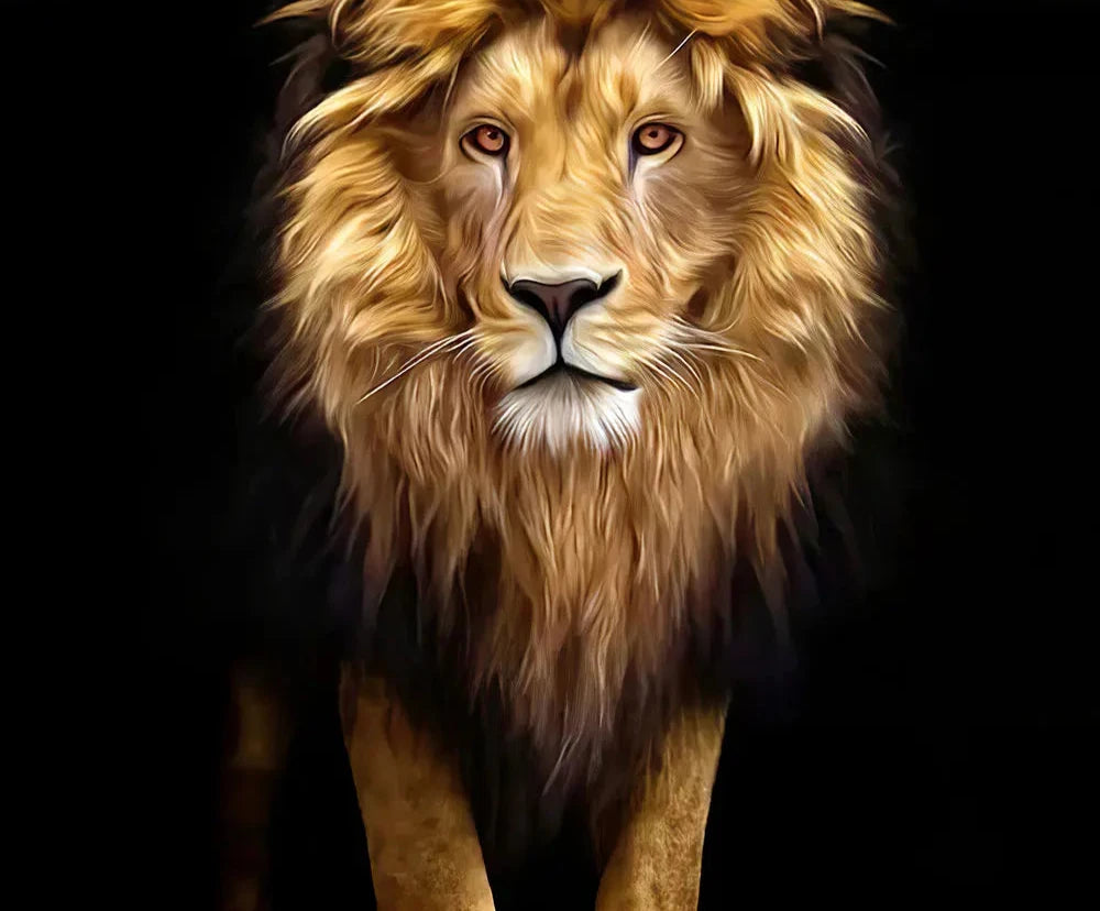Black Golden Lion Poster Wall Art Fine Art Canvas Print Picture For Entrance Foyer Living Room Light Luxury Home Decor