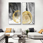 Black Gray Golden Abstract Tree Rings Wall Art Fine Art Canvas Prints Pictures For Living Room Dining Room Art For Contemporary Scandinavian Interiors 2025