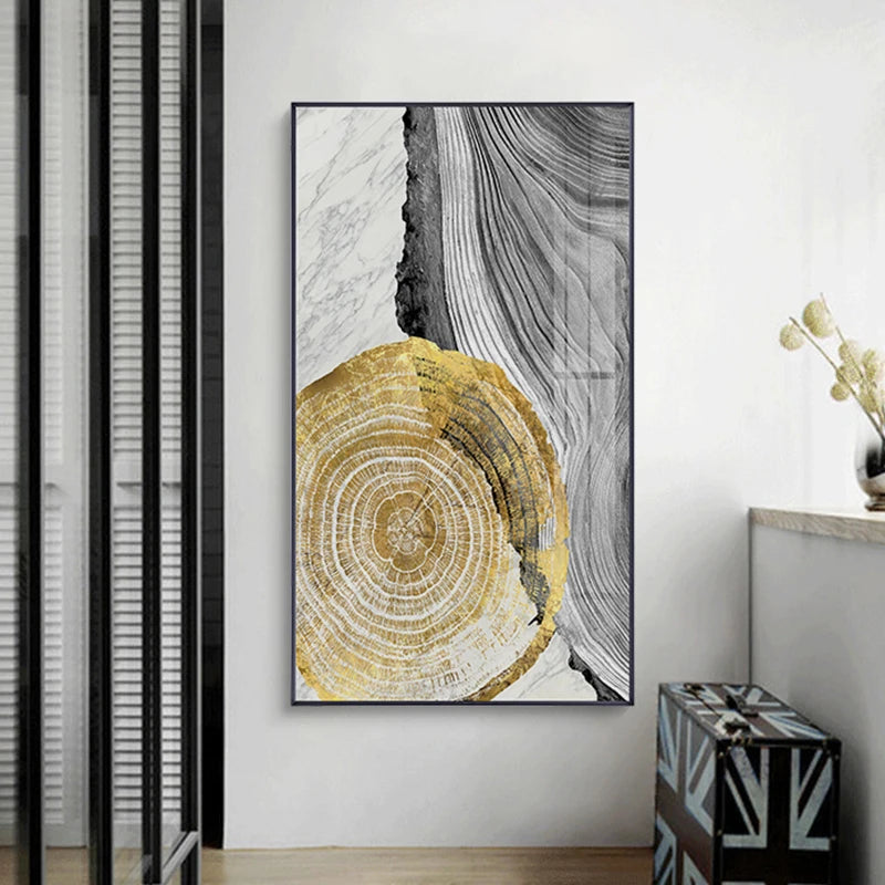 Black Gray Golden Abstract Tree Rings Wall Art Fine Art Canvas Prints Pictures For Living Room Dining Room Art For Contemporary Scandinavian Interiors 2025