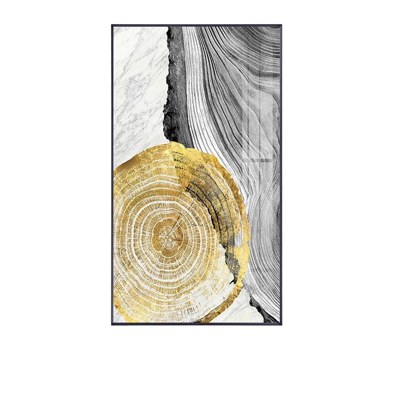 Black Gray Golden Abstract Tree Rings Wall Art Fine Art Canvas Prints Pictures For Living Room Dining Room Art For Contemporary Scandinavian Interiors 2025