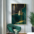 Black Green Golden Marble Print Wall Art Fine Art Canvas Prints Pictures For Living Room Dining Room Light Luxury Home Decor