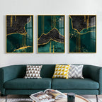 Black Green Golden Marble Print Wall Art Fine Art Canvas Prints Pictures For Living Room Dining Room Light Luxury Home Decor
