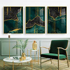 Black Green Golden Marble Print Wall Art Fine Art Canvas Prints Pictures For Living Room Dining Room Light Luxury Home Decor